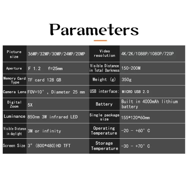NV4000C Outdoor Hunting 4K HD Binocular Digital Night Vision, NV4000C