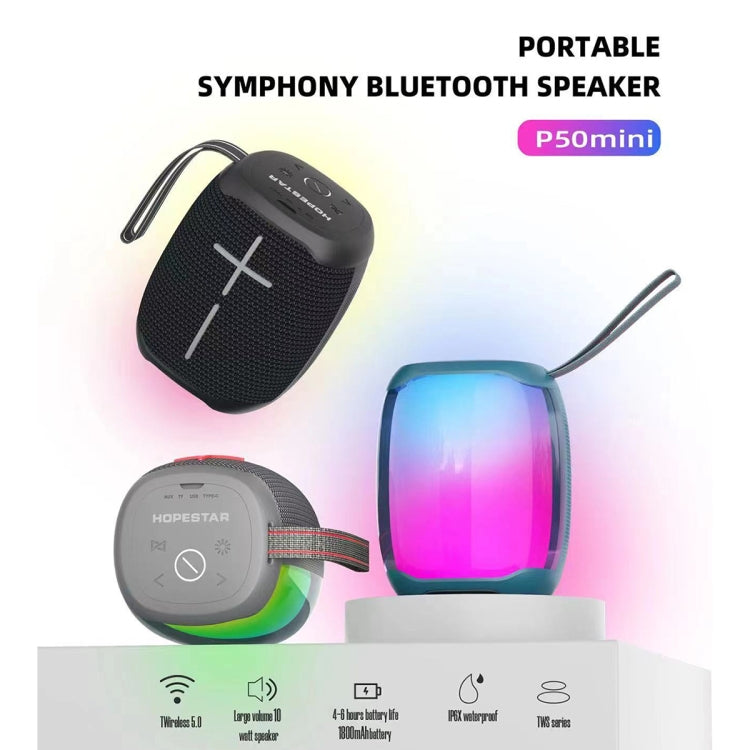 مكبر صوت HOPESTAR P50 mini مقاوم للماء مع إضاءة RGB خارجية وبلوتوث، P50 mini