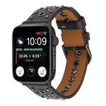 Punk Rivet Genuine Leather Watch Band, For Apple Watch Series 7 41mm / 6 & SE & 5 & 4 40mm, For Apple Watch Ultra 49mm / Series 8&7 45mm / SE 2&6&SE&5&4 44mm