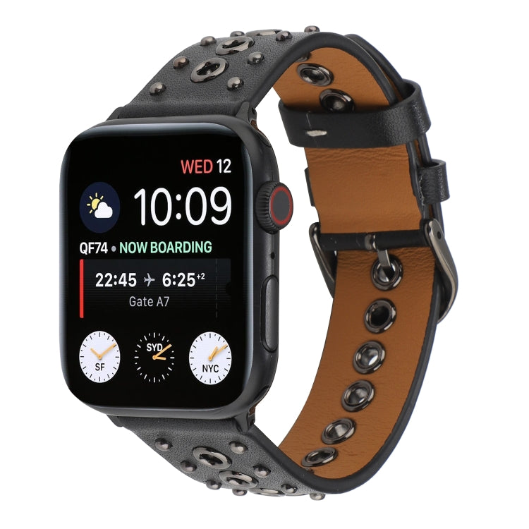 Punk Rivet Genuine Leather Watch Band, For Apple Watch Series 7 41mm / 6 & SE & 5 & 4 40mm, For Apple Watch Ultra 49mm / Series 8&7 45mm / SE 2&6&SE&5&4 44mm