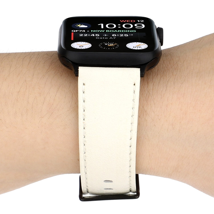 Cowhide Texture Leather Watchband, For Apple Watch Series 8&7 41mm / SE 2&6&SE&5&4 40mm / 3&2&1 38mm, For Apple Watch Series 7 45mm / 6 & SE & 5 & 4 44mm / 3 & 2 & 1 42mm, For Apple Watch Series 7 41mm / 6 & SE & 5 & 4 40mm / 3 & 2 & 1 38mm            ...