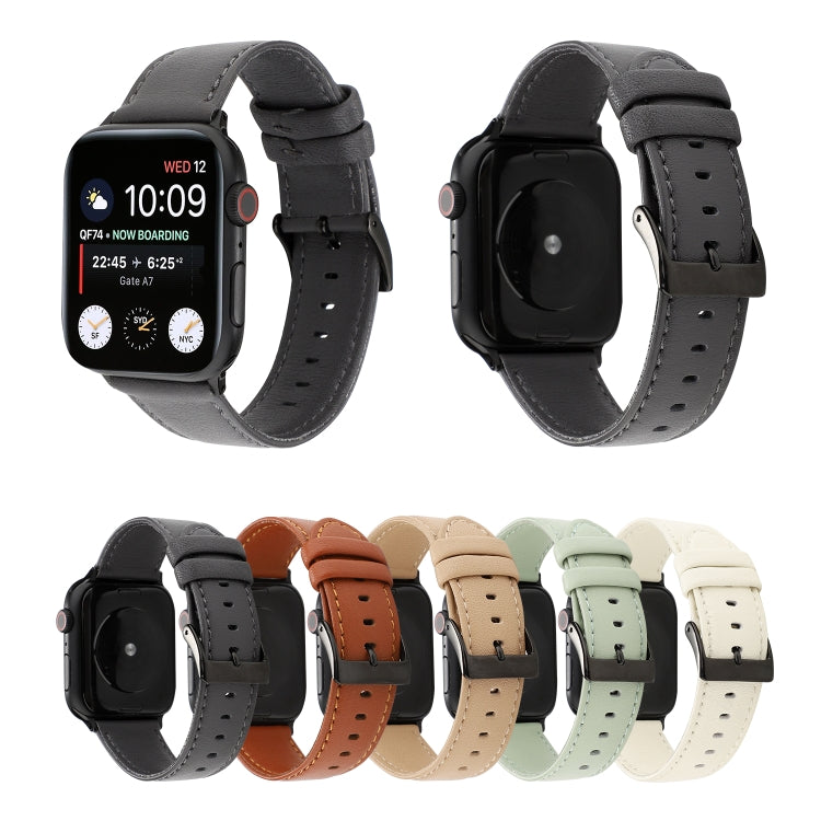 Cowhide Texture Leather Watchband, For Apple Watch Series 8&7 41mm / SE 2&6&SE&5&4 40mm / 3&2&1 38mm, For Apple Watch Series 7 45mm / 6 & SE & 5 & 4 44mm / 3 & 2 & 1 42mm, For Apple Watch Series 7 41mm / 6 & SE & 5 & 4 40mm / 3 & 2 & 1 38mm            ...