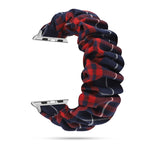 Plaid Flower Pattern Cloth Hair Ring Watchband, For Apple Watch Series 8&7 41mm / SE 2&6&SE&5&4 40mm / 3&2&1 38mm, For Apple Watch Ultra 49mm / Series 8&7 45mm / SE 2&6&SE&5&4 44mm / 3&2&1 42mm                                                           ...