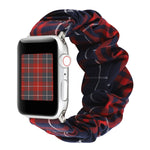 Plaid Flower Pattern Cloth Hair Ring Watchband, For Apple Watch Series 8&7 41mm / SE 2&6&SE&5&4 40mm / 3&2&1 38mm, For Apple Watch Ultra 49mm / Series 8&7 45mm / SE 2&6&SE&5&4 44mm / 3&2&1 42mm                                                           ...