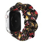 Plaid Flower Pattern Cloth Hair Ring Watchband, For Apple Watch Series 8&7 41mm / SE 2&6&SE&5&4 40mm / 3&2&1 38mm, For Apple Watch Ultra 49mm / Series 8&7 45mm / SE 2&6&SE&5&4 44mm / 3&2&1 42mm                                                           ...