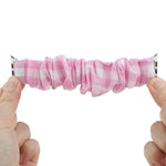 Plaid Pattern Cloth + Stainless Steel Hair Ring Watchband, For Apple Watch Series 7 41mm / 6 & SE & 5 & 4 40mm / 3 & 2 & 1 38mm, For Apple Watch Series 7 45mm / 6 & SE & 5 & 4 44mm / 3 & 2 & 1 42mm