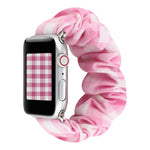 Plaid Pattern Cloth + Stainless Steel Hair Ring Watchband, For Apple Watch Series 7 41mm / 6 & SE & 5 & 4 40mm / 3 & 2 & 1 38mm, For Apple Watch Series 7 45mm / 6 & SE & 5 & 4 44mm / 3 & 2 & 1 42mm