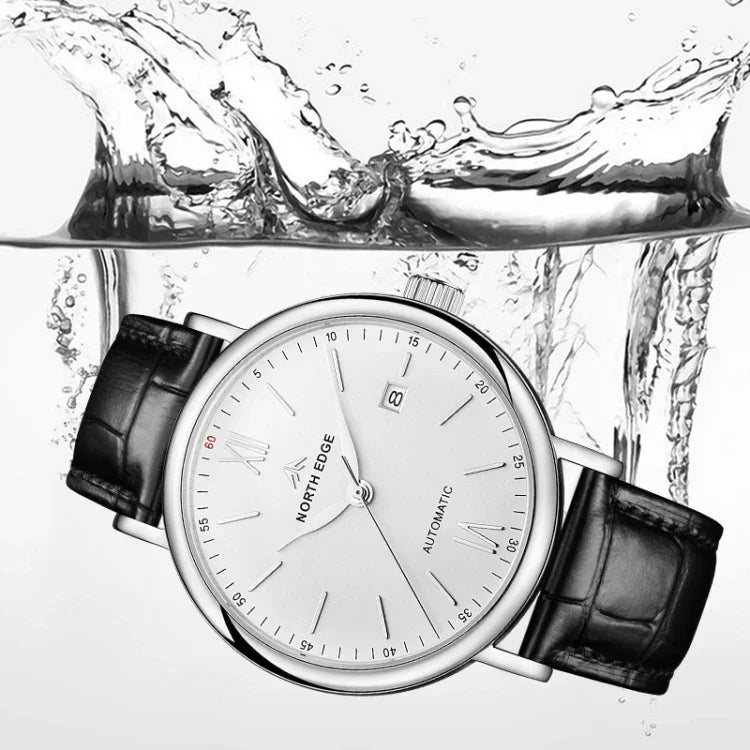 NORTH EDGE AMOY Multifunctional Business Men's Watch Waterproof Leather Mechanical Watch