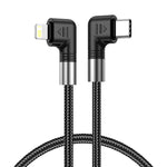كابل بيانات A9 30W USB-C/Type-C إلى 8 دبابيس مزدوج الزاوية، 0.5 متر، 1 متر، 2 متر، 3 متر