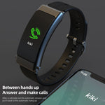 K50+ 0.96 inch Leather Band Earphone Detachable Life Waterproof Smart Watch Support Bluetooth Call, Leather Band (Black)