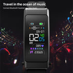 K50+ 0.96 inch Leather Band Earphone Detachable Life Waterproof Smart Watch Support Bluetooth Call, Leather Band (Black)