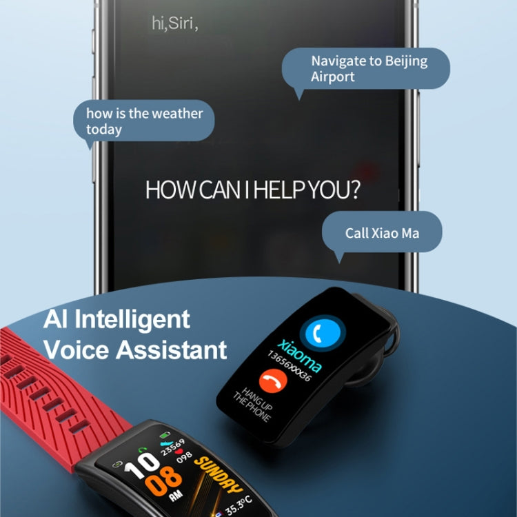 Montre connectée K20 avec bracelet en silicone de 1,14 pouce, oreillettes détachables, étanche et compatible avec les appels Bluetooth.