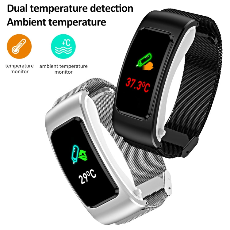 K60 1.08 inch Steel Band Earphone Detachable Life Waterproof Smart Watch Support Bluetooth Call, Steel Band (Black)