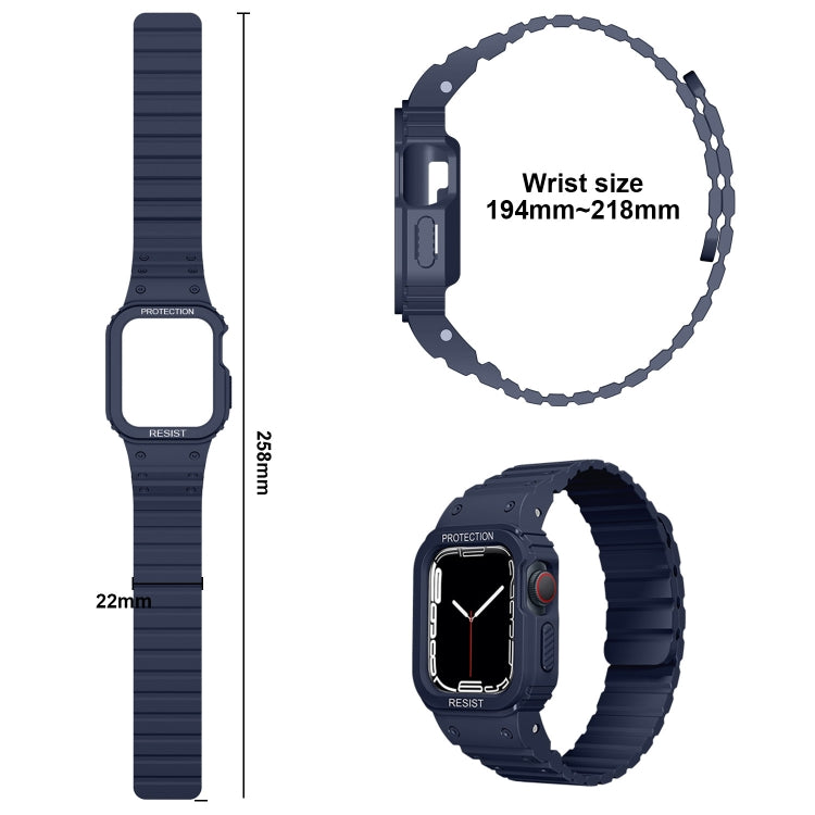 Silicone Integrated Frame Watch Band, For Apple Watch Series 8&7 41mm / SE 2&6&SE&5&4 40mm, For Apple Watch Ultra 49mm, For Apple Watch Series 8&7 45mm / SE 2&6&SE&5&4 44mm