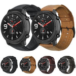 سوار ساعة من الجلد الطبيعي مشمع بالزيت، لساعات Amazfit GTR 47 مم / Pace / Stratos، لساعات Amazfit 2 Stratos، لساعات Ticwatch Pro / E2 / S2، لساعات Pebble الجيل الأول، لساعات Pebble Time