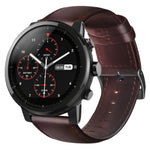 سوار ساعة من الجلد الطبيعي مشمع بالزيت، لساعات Amazfit GTR 47 مم / Pace / Stratos، لساعات Amazfit 2 Stratos، لساعات Ticwatch Pro / E2 / S2، لساعات Pebble الجيل الأول، لساعات Pebble Time