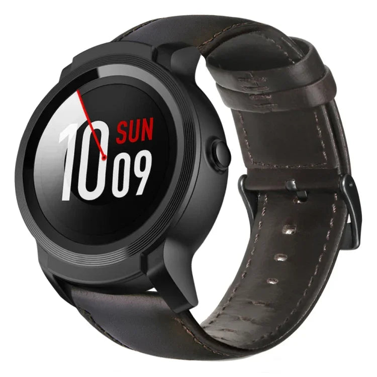 سوار ساعة من الجلد الطبيعي مشمع بالزيت، لساعات Amazfit GTR 47 مم / Pace / Stratos، لساعات Amazfit 2 Stratos، لساعات Ticwatch Pro / E2 / S2، لساعات Pebble الجيل الأول، لساعات Pebble Time
