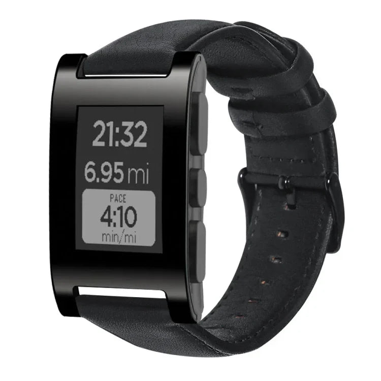سوار ساعة من الجلد الطبيعي مشمع بالزيت، لساعات Amazfit GTR 47 مم / Pace / Stratos، لساعات Amazfit 2 Stratos، لساعات Ticwatch Pro / E2 / S2، لساعات Pebble الجيل الأول، لساعات Pebble Time