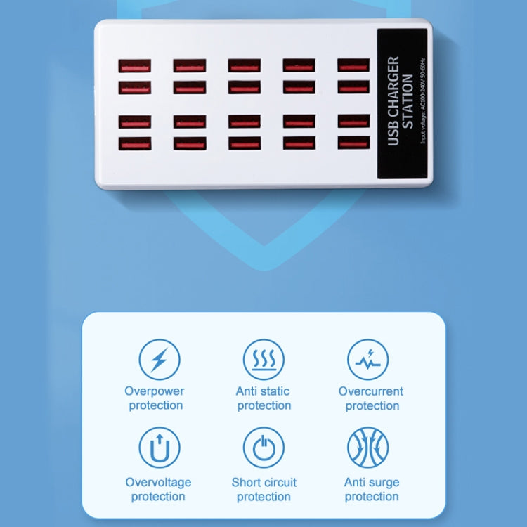 محطة شحن USB سطح مكتب بـ 20 منفذ HUB