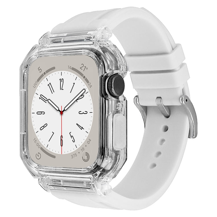 Crystal Clear Polycarbonate Case Silicone Watch Band, For Apple Watch Series 8&7 45mm