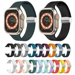 Magnetic Fold Clasp Silicone Watch Band, For Apple Watch Series 8&7 45mm, For Apple Watch Series 8&7 41mm
