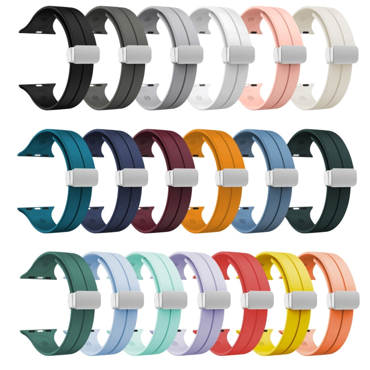 Magnetic Fold Clasp Silicone Watch Band, For Apple Watch Series 8&7 45mm, For Apple Watch Series 8&7 41mm
