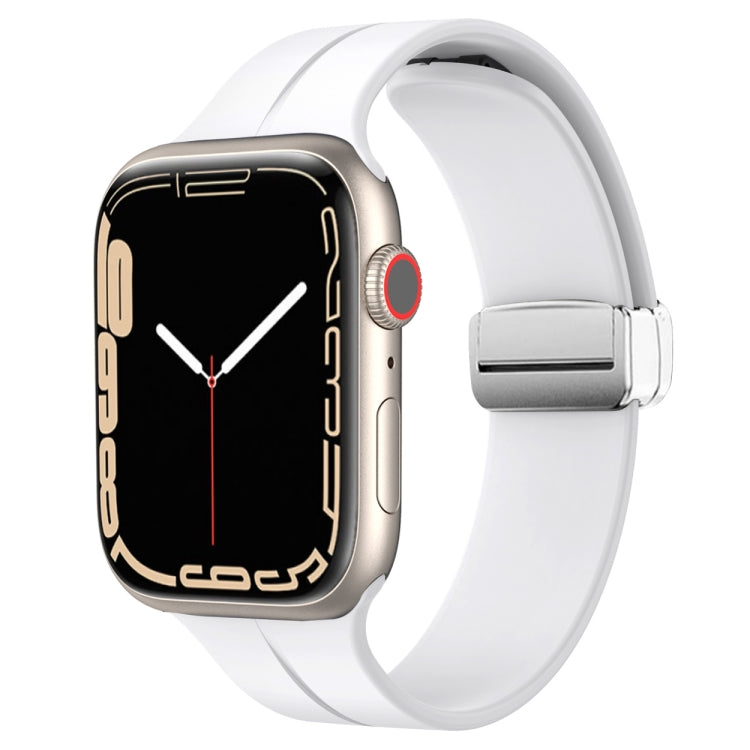Magnetic Fold Clasp Silicone Watch Band, For Apple Watch Series 8&7 45mm, For Apple Watch Series 8&7 41mm
