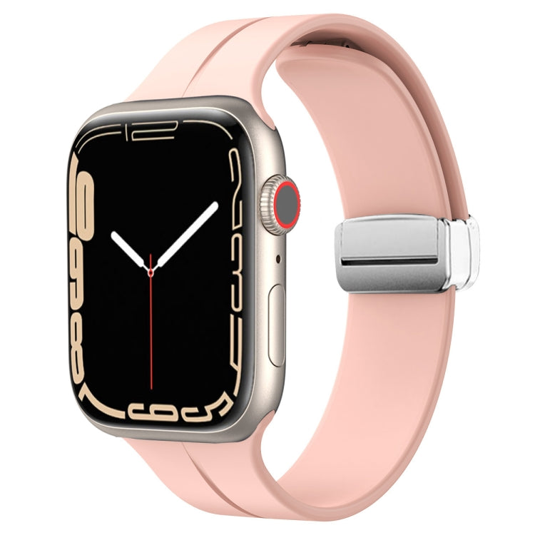 Magnetic Fold Clasp Silicone Watch Band, For Apple Watch Series 8&7 45mm, For Apple Watch Series 8&7 41mm