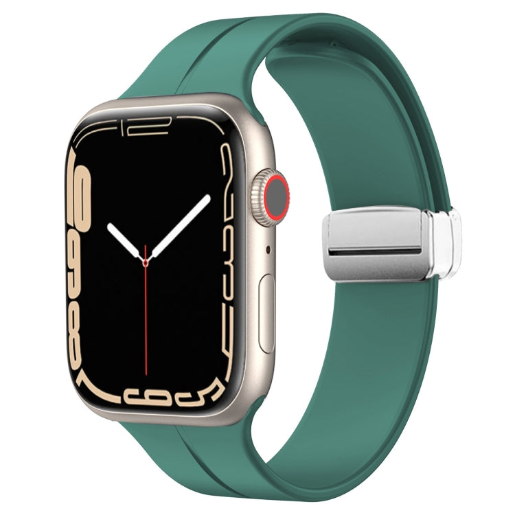Magnetic Fold Clasp Silicone Watch Band, For Apple Watch Series 8&7 45mm, For Apple Watch Series 8&7 41mm