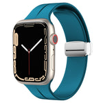 Magnetic Fold Clasp Silicone Watch Band, For Apple Watch Series 8&7 45mm, For Apple Watch Series 8&7 41mm