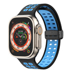 Magnetic Fold Clasp Square Holes Silicone Watch Band, For Apple Watch Series 8&7 45mm, For Apple Watch Series 8&7 41mm