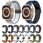 Magnetic Fold Clasp Square Holes Silicone Watch Band, For Apple Watch Series 8&7 45mm, For Apple Watch Series 8&7 41mm