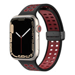 Magnetic Fold Clasp Square Holes Silicone Watch Band, For Apple Watch Series 8&7 45mm, For Apple Watch Series 8&7 41mm
