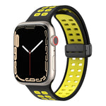 Magnetic Fold Clasp Square Holes Silicone Watch Band, For Apple Watch Series 8&7 45mm, For Apple Watch Series 8&7 41mm