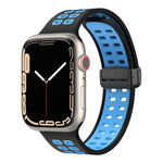 Magnetic Fold Clasp Square Holes Silicone Watch Band, For Apple Watch Series 8&7 45mm, For Apple Watch Series 8&7 41mm