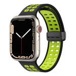 Magnetic Fold Clasp Square Holes Silicone Watch Band, For Apple Watch Series 8&7 45mm, For Apple Watch Series 8&7 41mm