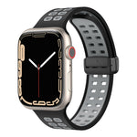 Magnetic Fold Clasp Square Holes Silicone Watch Band, For Apple Watch Series 8&7 45mm, For Apple Watch Series 8&7 41mm