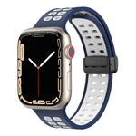 Magnetic Fold Clasp Square Holes Silicone Watch Band, For Apple Watch Series 8&7 45mm, For Apple Watch Series 8&7 41mm