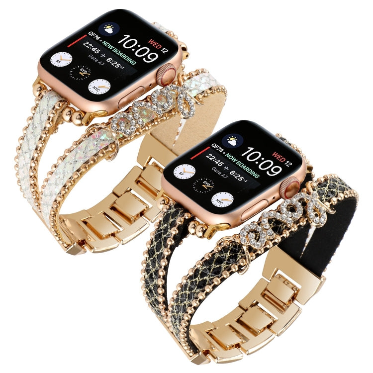 LOVE Leather Chain Watch Band, For Apple Watch Series 8&7 45mm, For Apple Watch Series 8&7 41mm