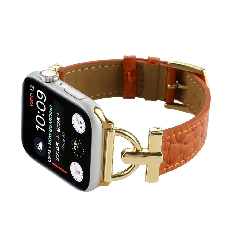 D-Buckle Cocodile Genuine Leather Watch Band, For Apple Watch Series 8&7 45mm, For Apple Watch Series 8&7 41mm