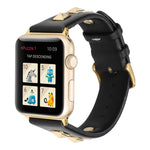 Single Row Riveted Genuine Leather Watch Band, For Apple Watch Series 8&7 45mm, For Apple Watch Series 8&7 41mm