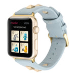 Single Row Riveted Genuine Leather Watch Band, For Apple Watch Series 8&7 45mm, For Apple Watch Series 8&7 41mm