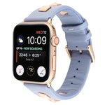 Single Row Riveted Genuine Leather Watch Band, For Apple Watch Series 8&7 45mm, For Apple Watch Series 8&7 41mm