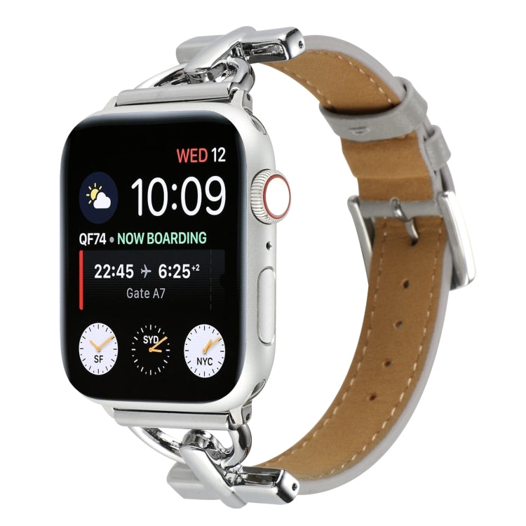 D-Buckle Plain Genuine Leather Watch Band, For Apple Watch Series 8&7 45mm, For Apple Watch Series 8&7 41mm