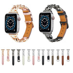 Chain + Leather Watch Band, For Apple Watch Ultra 49mm / Series 8&7 45mm / SE 2&6&SE&5&4 44mm / 3&2&1 42mm, For Apple Watch Series 8&7 41mm / SE 2&6&SE&5&4 40mm / 3&2&1 38mm