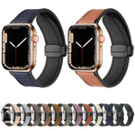 Magnetic Folding Silicone Leather Watch Band For Apple Watch Ultra 49mm / Series 8&7 45mm / SE 2&6&SE&5&4 44mm / 3&2&1 42mm, For Apple Watch Ultra 49mm