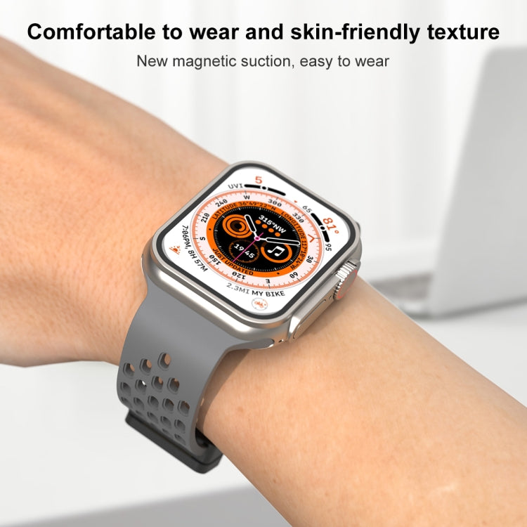 Magnetic Clasp Silicone Watch Band, For Apple Watch Series 8&7 41mm, For Apple Watch Series 8&7 45mm