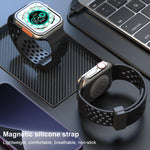 Magnetic Clasp Silicone Watch Band, For Apple Watch Series 8&7 41mm, For Apple Watch Series 8&7 45mm