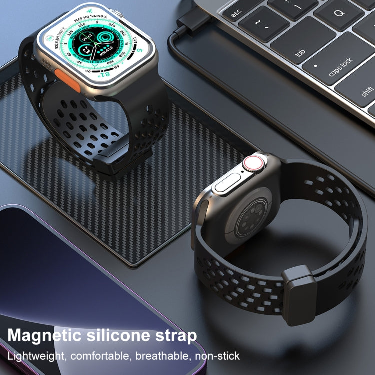 Magnetic Clasp Silicone Watch Band, For Apple Watch Series 8&7 41mm, For Apple Watch Series 8&7 45mm