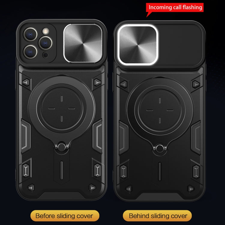 غطاء هاتف بممسك مغناطيسي منزلق بنقشة CD، لهواتف iPhone 11، iPhone 11 Pro